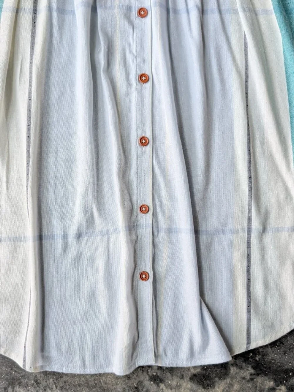 O'Neill Reid Light Blue Multi Stripe Button-Up Midi Dress medium NWT